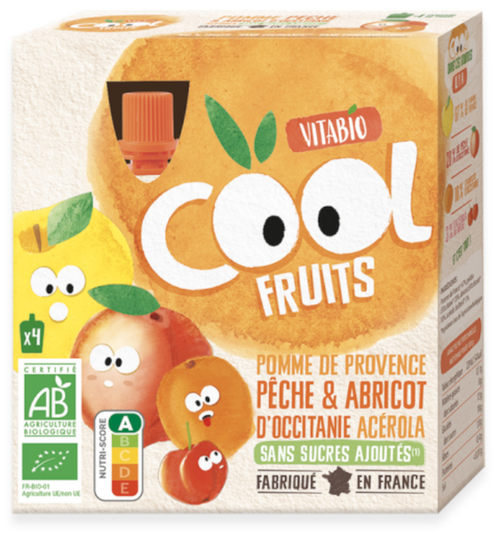 Vitabio Cool Fruits Manzana, Melocotón Y Albaricoque 4x90 Gr