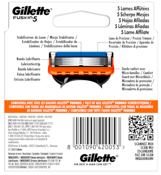Gillette Fusion5 Cuchillas Recambio Maquinillas Afeitar 8 Uds