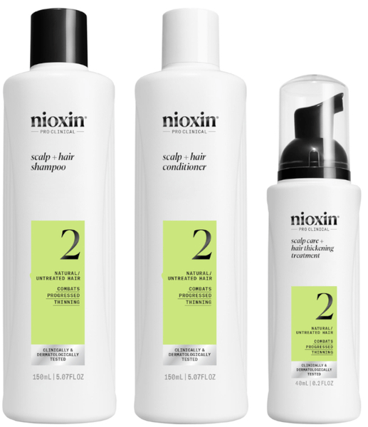 Nioxin 2 Cabello Natural Debilitamiento Avanzado Champú 150 ml + Acondicionador 150 ml + Tratamiento 40 ml
