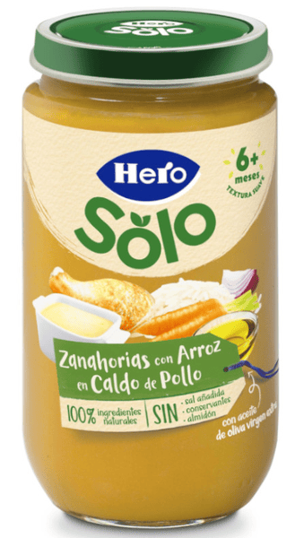 Hero Solo Tarrito Zanahorias Con Arroz En Caldo De Pollo +6M 235 Gr