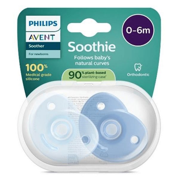 Lot 2 sucettes Soothie Heart silicone médical sans BPA 0-6M bleu 3