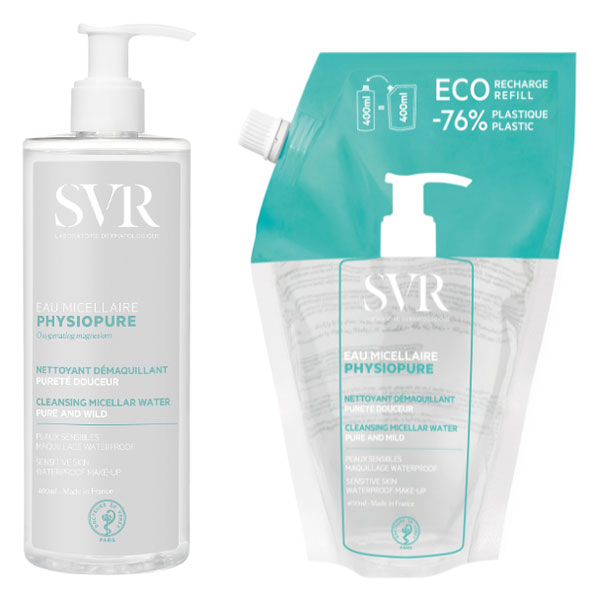 Lot Physiopure Eau Micellaire 400ml + Eco-Recharge 400ml Peaux Mixtes et Sensibles
