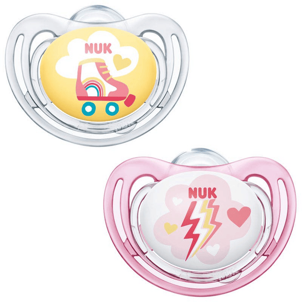NUK Chupetes Silicona Freestyle 6-18m Rosa y Transparente 2 uds
