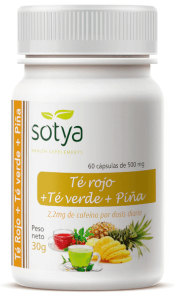 Sotya Té Verde, Té Rojo Y Piña 500 Mg 60 Cápsulas