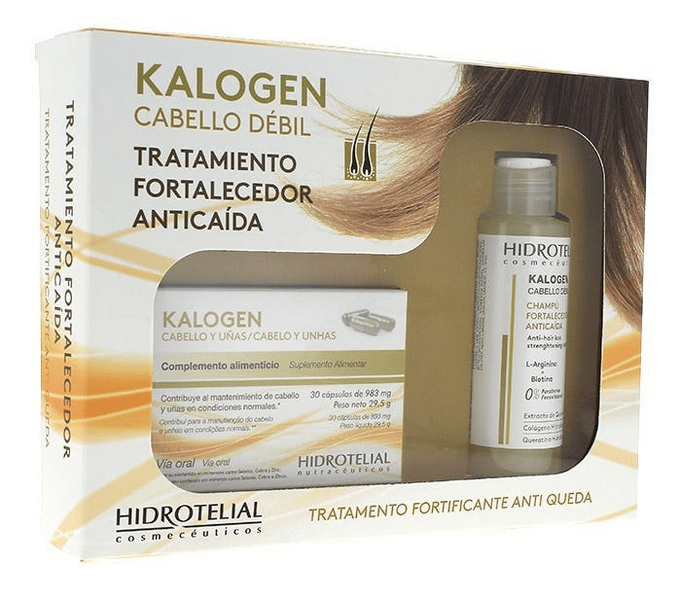 Hidrotelial Kalogen Cabello Y Uñas 30 Capsulas + Kalogen Champu Anticaida 100 Ml