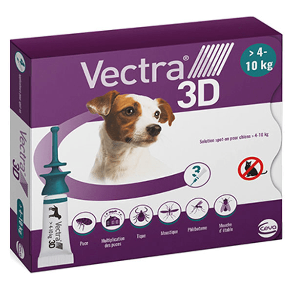 Vectra® 3D solution spot-on pour chiens > 4–10 kg - 3 pipettes