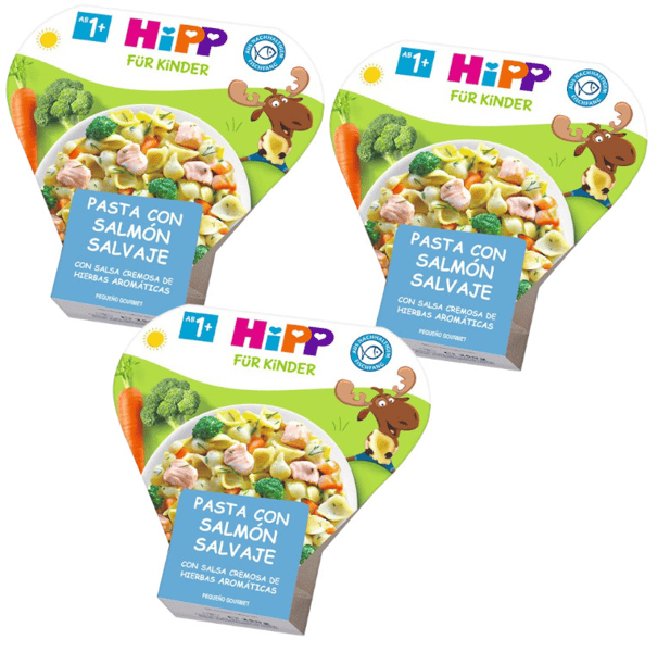HiPP Pasta con Salmón y Salsa de Hierbas Aromáticas +1 Año 3x250 gr