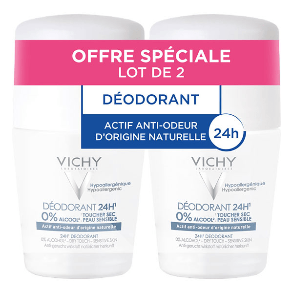 Déodorant 24h Toucher Sec Roll-On Lot de 2 x 50ml 5