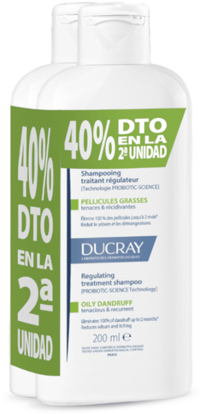 Ducray Kelual Squanorm Champú Anticaspa Caspa Grasa 2X400ml - Imagen 5