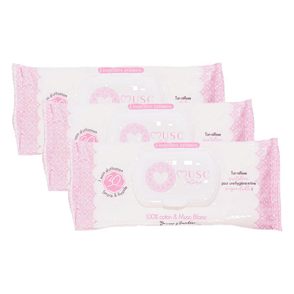 Lingettes Parfumées Musc Blanc - Lot 3 x 30 Lingettes