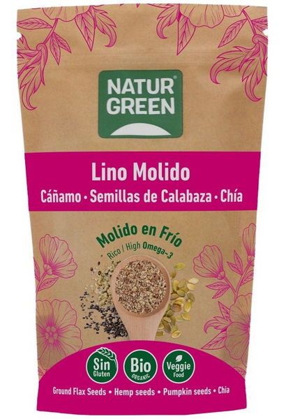NaturGreen Semillas De Lino, Cáñamo, Calabaza Y Chía Bio 225gr