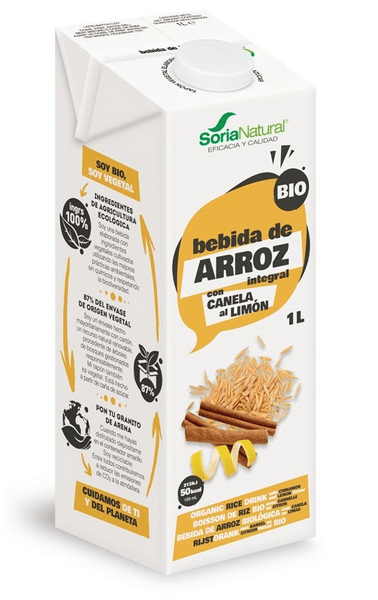 Soria Natural Bebida De Arroz Con Canela Al Limón Bio 1 L