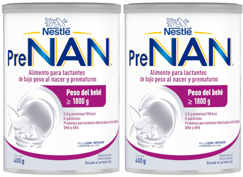 Nestlé PreNAN Lactantes Bajo Peso o Prematuro 2x400 gr