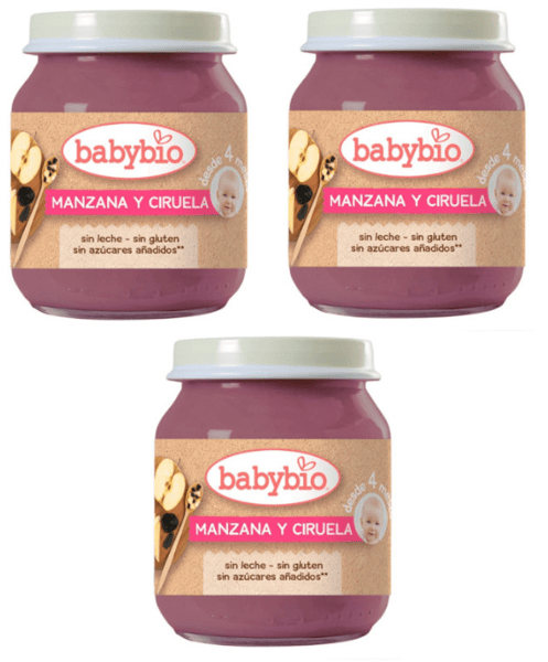 Babybio Tarrito Manzana Ciruela +4m 3x130 gr
