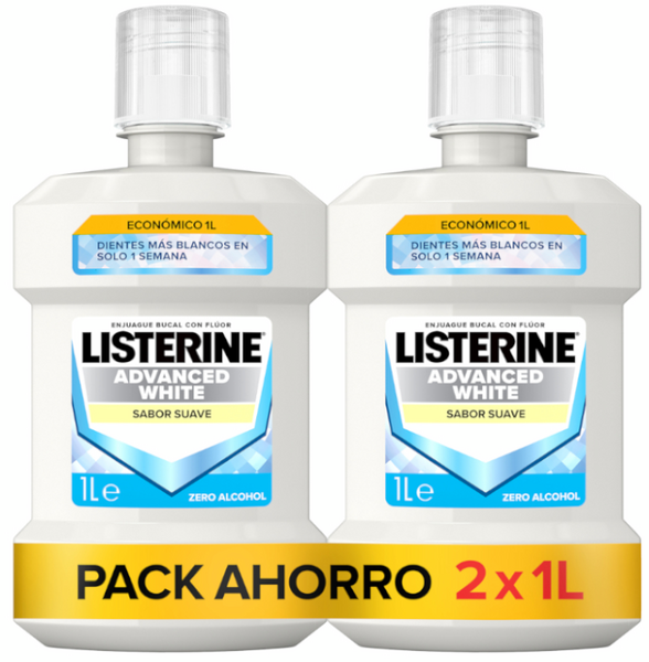 Listerine Duplo Enjuague Bucal Blanqueador Avanzado 1000ml