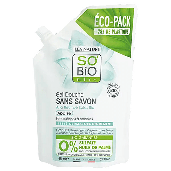 So'Bio Étic Douche Écopack Gel Fleur de Lotus Bio 650ml 2
