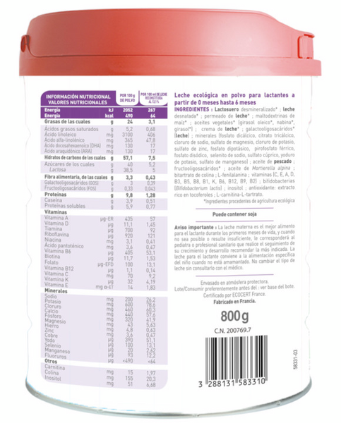 Babybio Optima 1 Leche De Inicio 800g