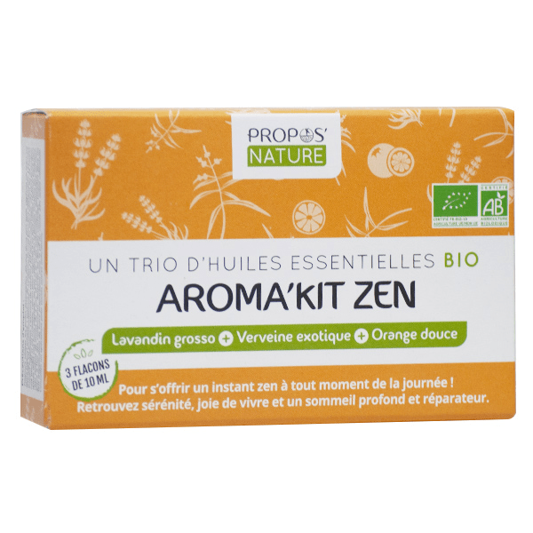 Propos' Nature Aroma-Phytothérapie Aroma'Kit Zen Trio d'Huiles Essentielles Bio