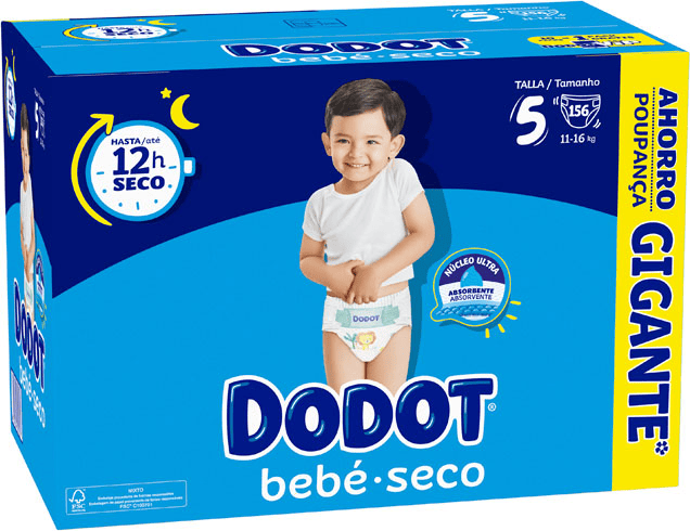 Dodot Pañales Bebé Seco Megabox Talla 5 156 uds