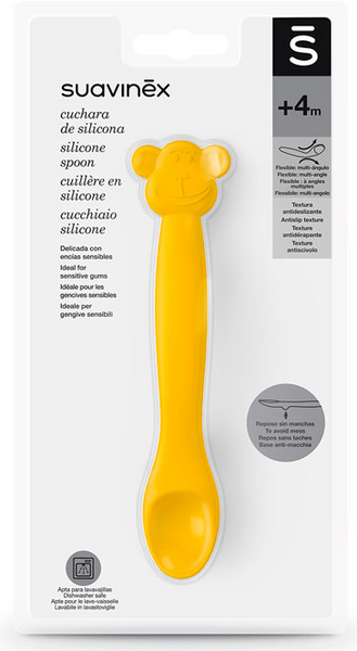 Suavinex Cuchara de Silicona para Bebés +4m Amarilla