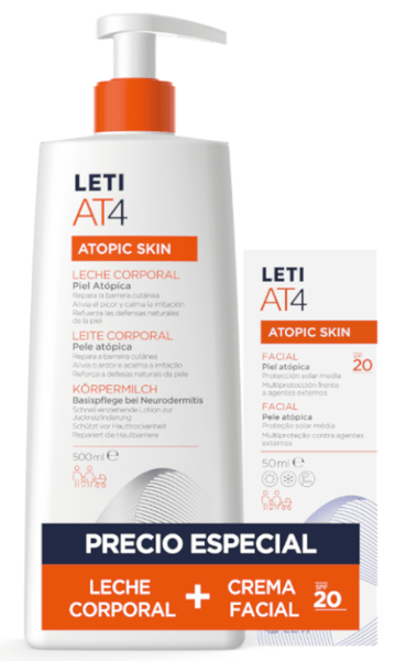 Leti AT4 Leche Corporal 500 ml + Facial SPF20 50 ml