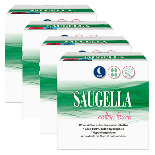 Cotton Touch Serviette Extra Fine avec Ailette Nuit 48 protections