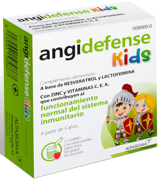 Angidefense Kids +3 Años Sabor Fresa 12 Sobres