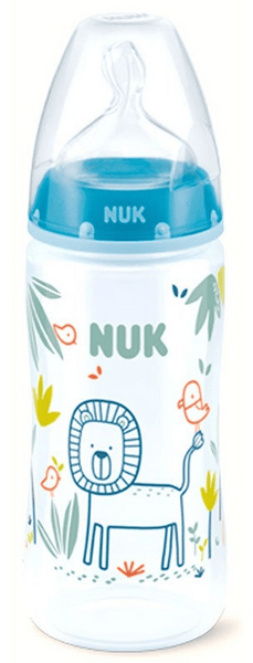 Nuk Biberón First Choice+ Jungle Talla M 0-6m Silicona 300 ml Azul