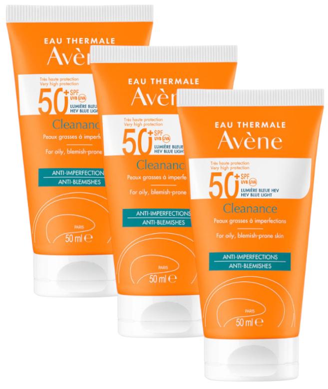 Imagen de Avène Cleanance Solar SPF50+ para Piel Acneica 🌞 3x50 ml en OfertitasTOP