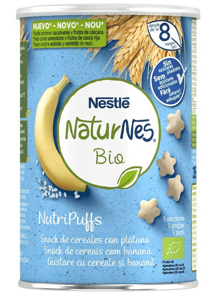 Naturnes Nutripuffs Snack De Cereales Con Plátano Bio 5 Porciones