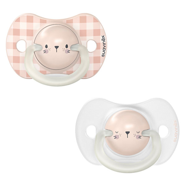 Lot de 2 Sucettes Phosphorescentes Sx Pro 0/6 mois Night&Day Lapin