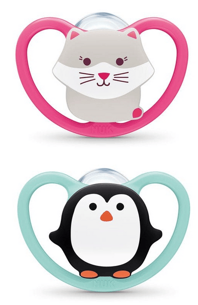 Nuk Space Chupete Silicona 18-36m Gato y Pingüino 2 uds