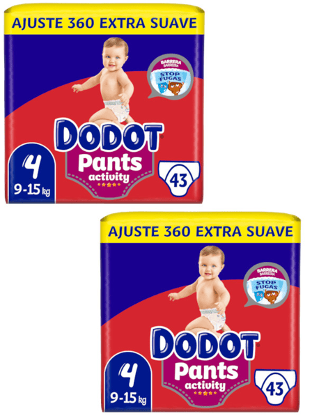 Dodot Pants Pañales Braguita Activity Extra-Jumbo Pack T4 (9-15 Kg) 2x43 uds