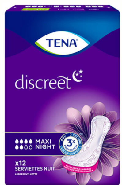 TENA Discreet Compresa Maxi Night 12 Unidades
