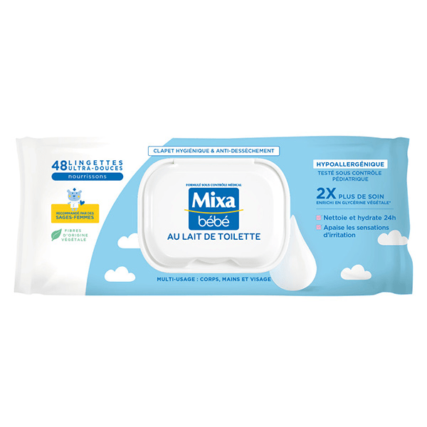 Lingettes Bébé au Lait de Toilette x48 2