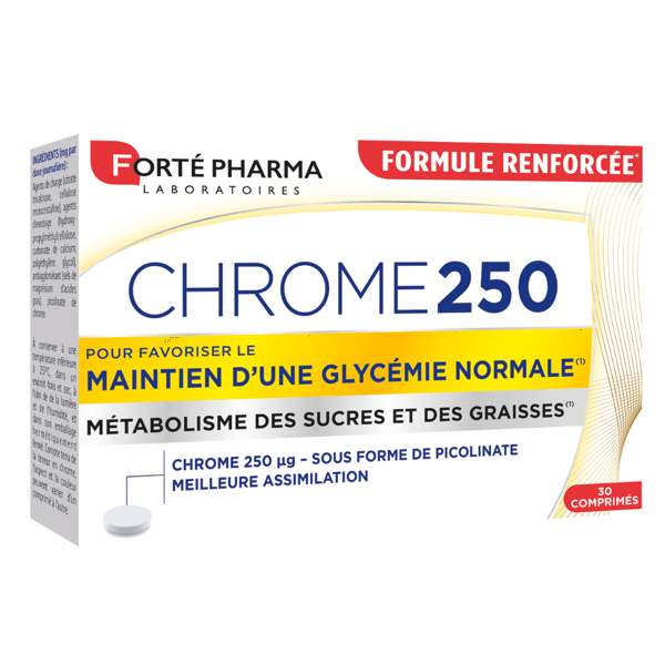 Chrome 250 en Picolinate Minceur Grignotages Glycémie - 30 comprimés 2