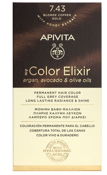 Apivita My Color Elixir Tinte Rubio Cobrizo Dorado Nº7.43