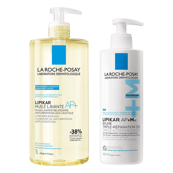 La Roche-Posay Lipikar Routine Peau Atopique Huile Lavante AP+ Relipidante 1L & Baume AP+MAX 400ml