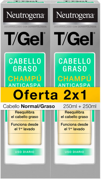Neutrogena Champú T-Gel Cabello Normal Y Graso Duplo 2x250ml