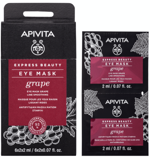 Apivita Express Beauty Mascarilla de Ojos Antiarrugas con Uva 2x2ml