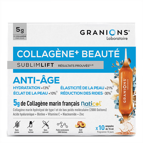 GRANIONS Collagene Marin Sublimlift - Collagene et Acide Hyaluronique - Ampoules 2