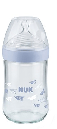 Nuk Biberón Cristal Nature Sense M Silicona 240 ml Azul Celeste