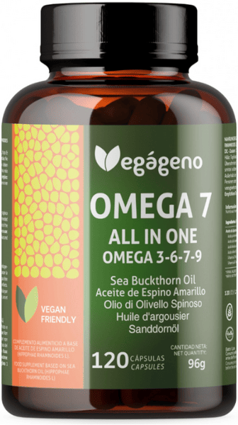 Vegágeno Omega 3, 6, 7 y 9 Aceite de Espino Amarillo 120 Cápsulas