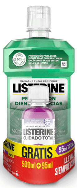 Listerine Protección Dientes Y Encías Enjuague Bucal Flúor 500 Ml + Regalo 95 Ml