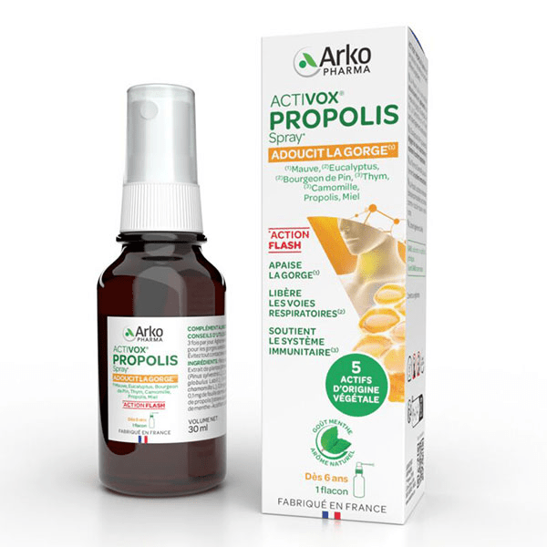 Activox Spray Gorge Eucalyptus Thym Camomille Propolis Miel 30ml 3