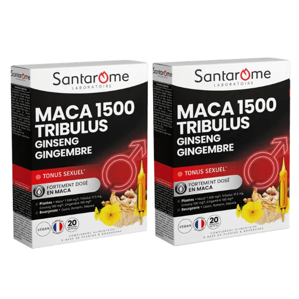 Maca 1500 Tribulus Ginseng Gingembre Tonus Sexuel 20 ampoules