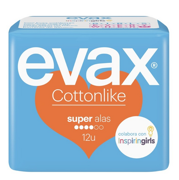 Evax Cottonlike Compresas Súper Con Alas 12 Unidades