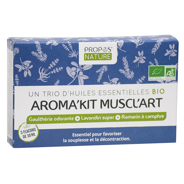 Propos' Nature Aroma-Phytothérapie Aroma'Kit Muscl'Art Trio d'Huiles Essentielles Bio