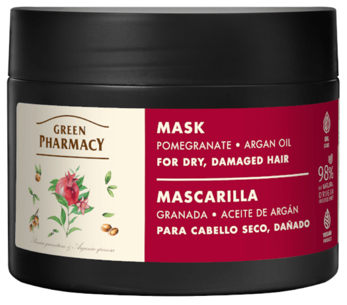 Green Pharmacy Mascarilla Cabello Seco Dañado Aceite de Argán y Granada 300 ml