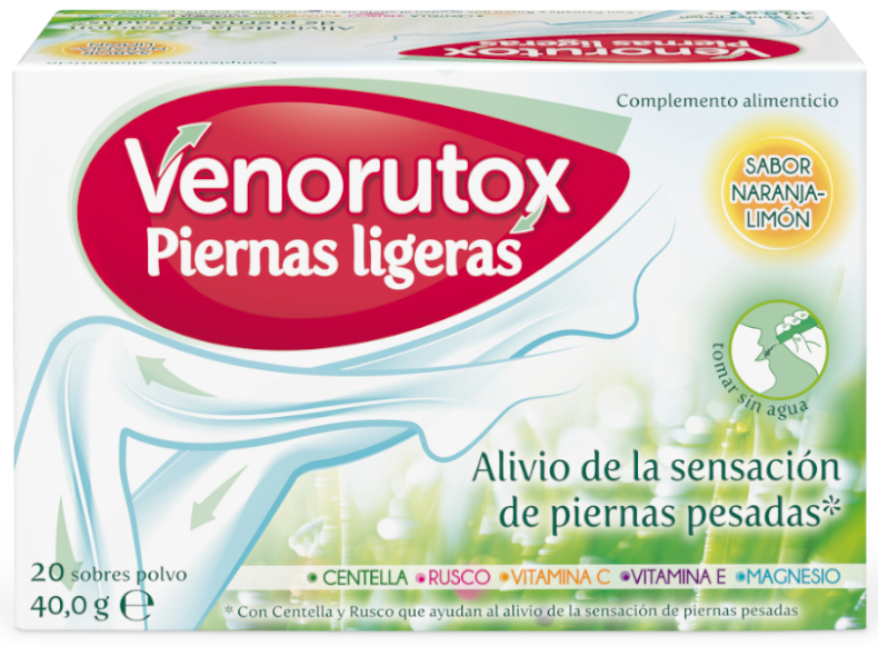 Venorutox Piernas Ligeras Sabor Naranja-Limón 20 Sobres